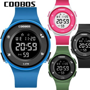 COOBOS デジタル メンズ 腕時計 ブランド LED ディスプレイ 30M 防水 ランニングウォッチ スポーツウォッチ