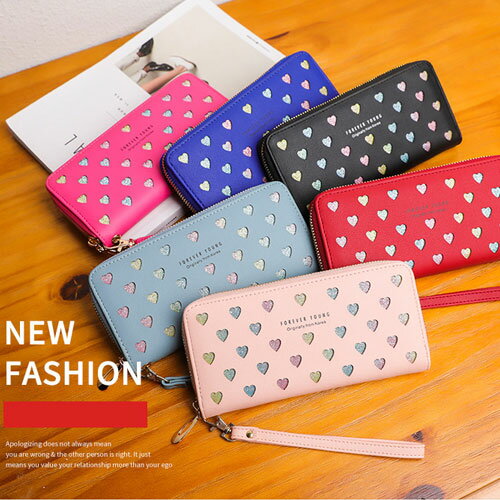 財布 長財布 女性用 カード収納 レディース ウォレット プレゼント カジュアル 可愛い プレゼント デザイン ハート 女の子 ホルダー 6カラー