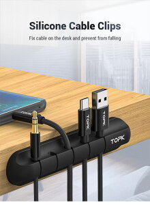 TOPK シリコン ケーブル クリップ ケーブル ホルダー 電線 ケーブル ケーブルホルダー 収納 電線 ケーブル 整理 Android iphone シンプル 簡単 設置