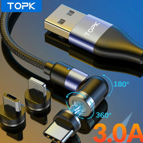 TOPK iphone 4点セット 3A急速充電 USB Type-Cケーブル 長さ1m Type-C USB 充電器 高速充電 iPhone android アンドロイド データ転送 Type Cケーブル 充電ケーブル