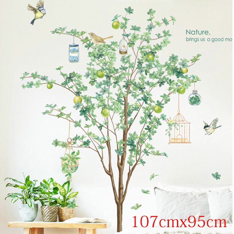 ウォールステッカー 植物 木 鳥 おしゃれ カフェ モダン 高級感 壁紙 北欧 飾り 内装 DIY リフォーム 自然 大きな木 森林 森! 送料無料