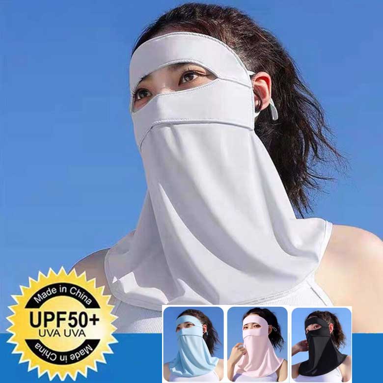 接触冷感 UVネックカバー フェイスカバー すっぴん日よけカバー UVカット率99% 冷感 ひんやり フェイスマスク フェイスカバー 紫外線 夏 UVケア 首 ...