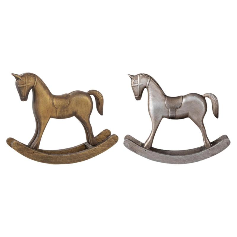 ロッキングホース像 木製彫刻 ヴィンテージデザイン 多目的装飾置物 飾り テーブルセンターピース テレビスタンド ギフト