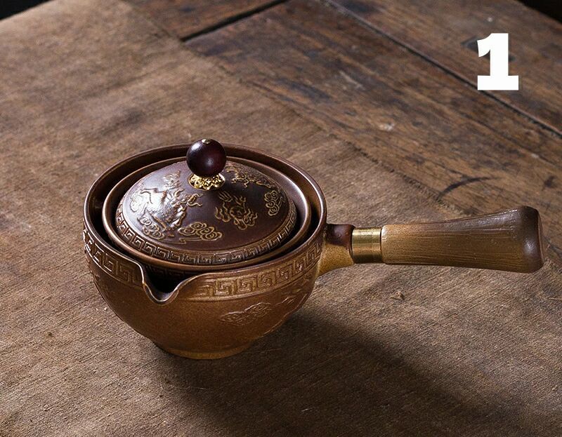 サイド ポット レトロ ティーポット 滑らか 表面 ティーポット お茶 家 茶器 お茶 お茶 作る ツール レストラン ティーポット ホーム お茶 器物 360 度 父の日