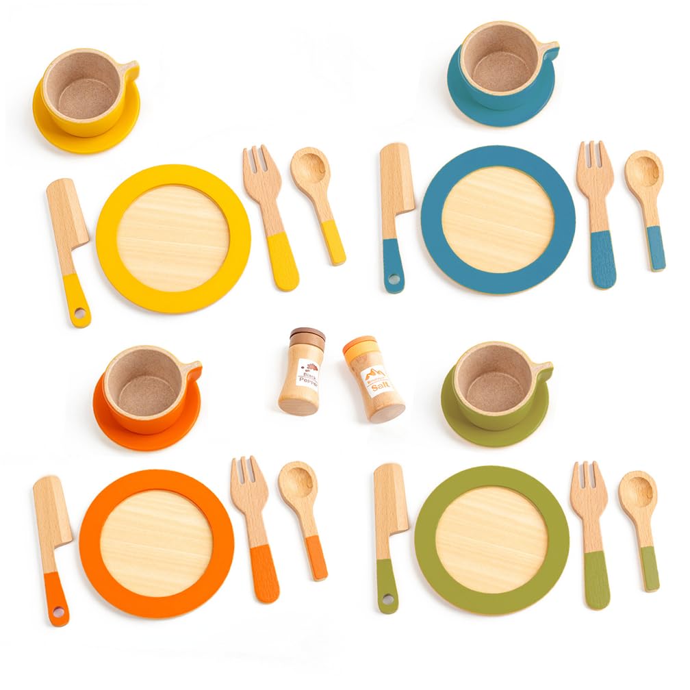 木のおもちゃ 食器セット ままごと4人分 木製 食器26点セット 知育玩具 入園祝い 親子遊び 保育所・児童館用品（6歳以上）