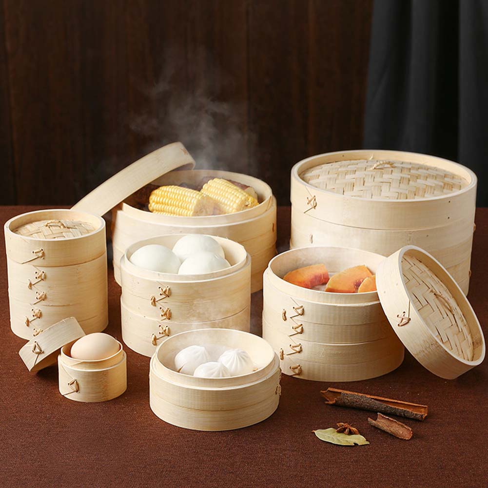 Seiros - 中華せいろ 2段 20cm 21cm 22cm 24cm 26cm 28cm 30cm蒸し器 （蒸籠 セイロ 蒸篭 蒸し かご せいろ 天然木 天然竹 蒸篭せいろ 中華セイロ 中華蒸篭 中華蒸籠 点心 飲茶 小籠包 焼売 肉まん シュウマイ ）