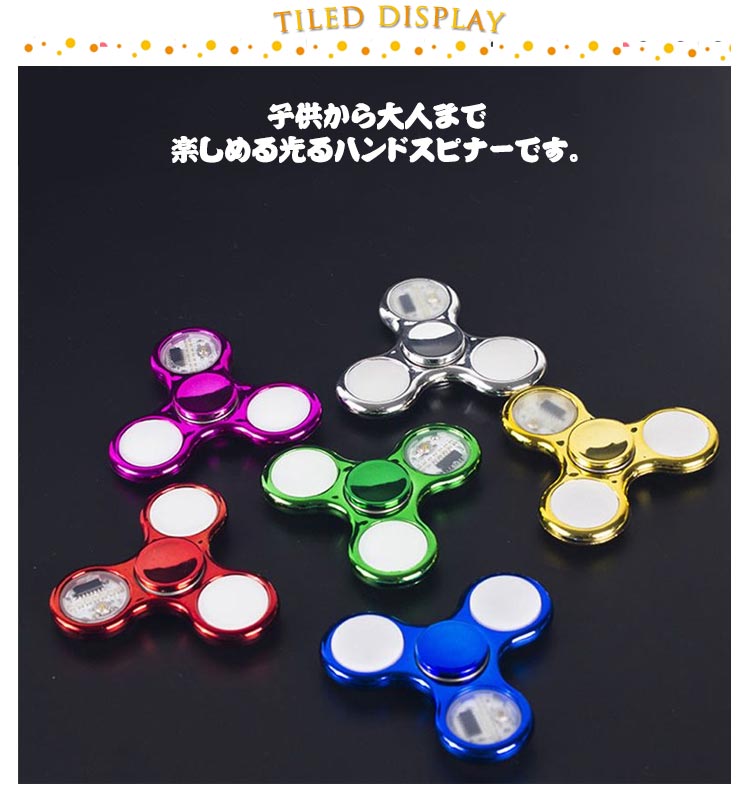 ビードゥー喜幸のハンドスピナー LED発光 36種類 図案 指先のコマ おしゃれ 図案形成 光る ハンド スピナー ストレス解消 高速回転 フィンガースピナー 子供 大人 玩具 レインボー 虹色 カラフル 可愛い おもちゃ｜アングル3