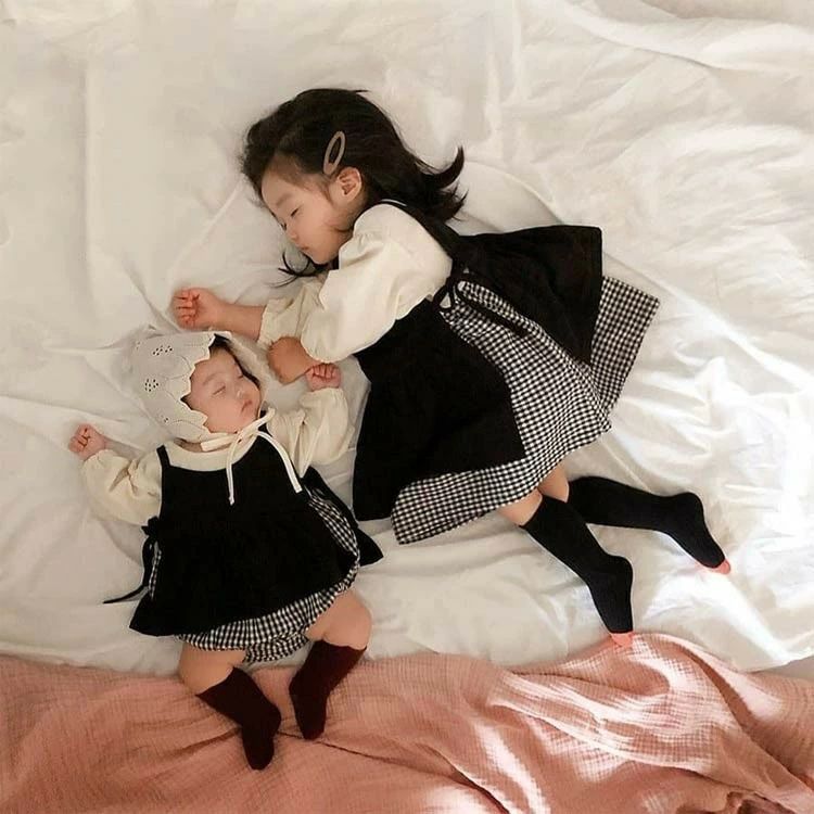 女の子 ペアルック お揃い服 ロンパース 重ね着 リンクコーデ ワンピース ペアコー...
