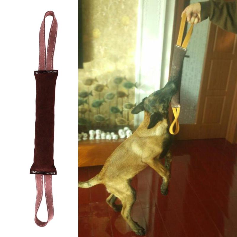 2つのが付いている革の犬かみ傷のおもちゃおもちゃ耐久性のある訓練咀嚼遊びおもちゃ