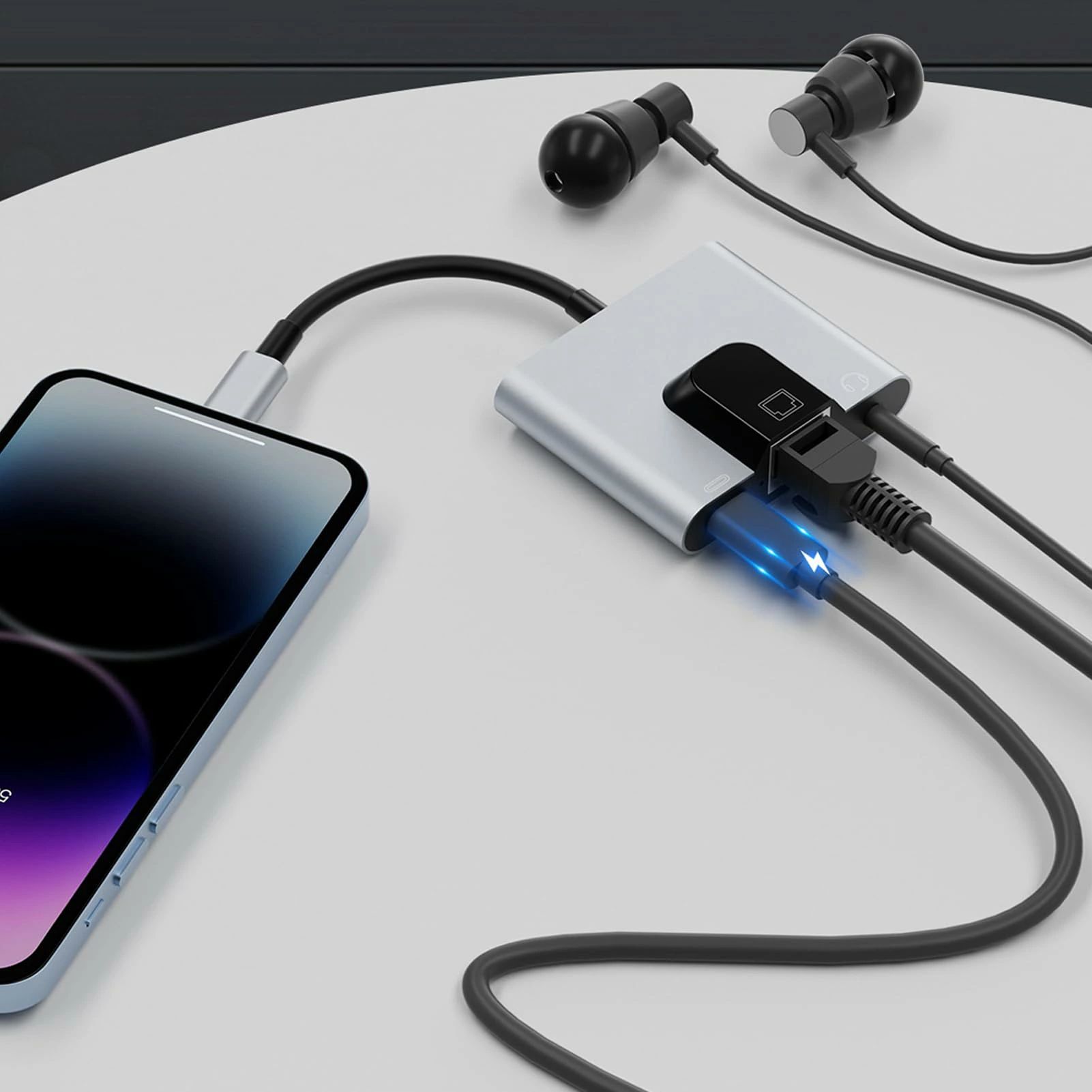 Type-C 有線LAN 変換アダプター イーサネット 3in1 PD急速充電 3.5mm イヤホンジャック 変換 ケーブル ギガビット対応 1000Mbps アルミ合金 安定接続 音声通話 音楽 リモートワーク 在宅勤務 出張 スマホ タ bedokikou-10020448 ビードゥー喜幸 サンプル画像2