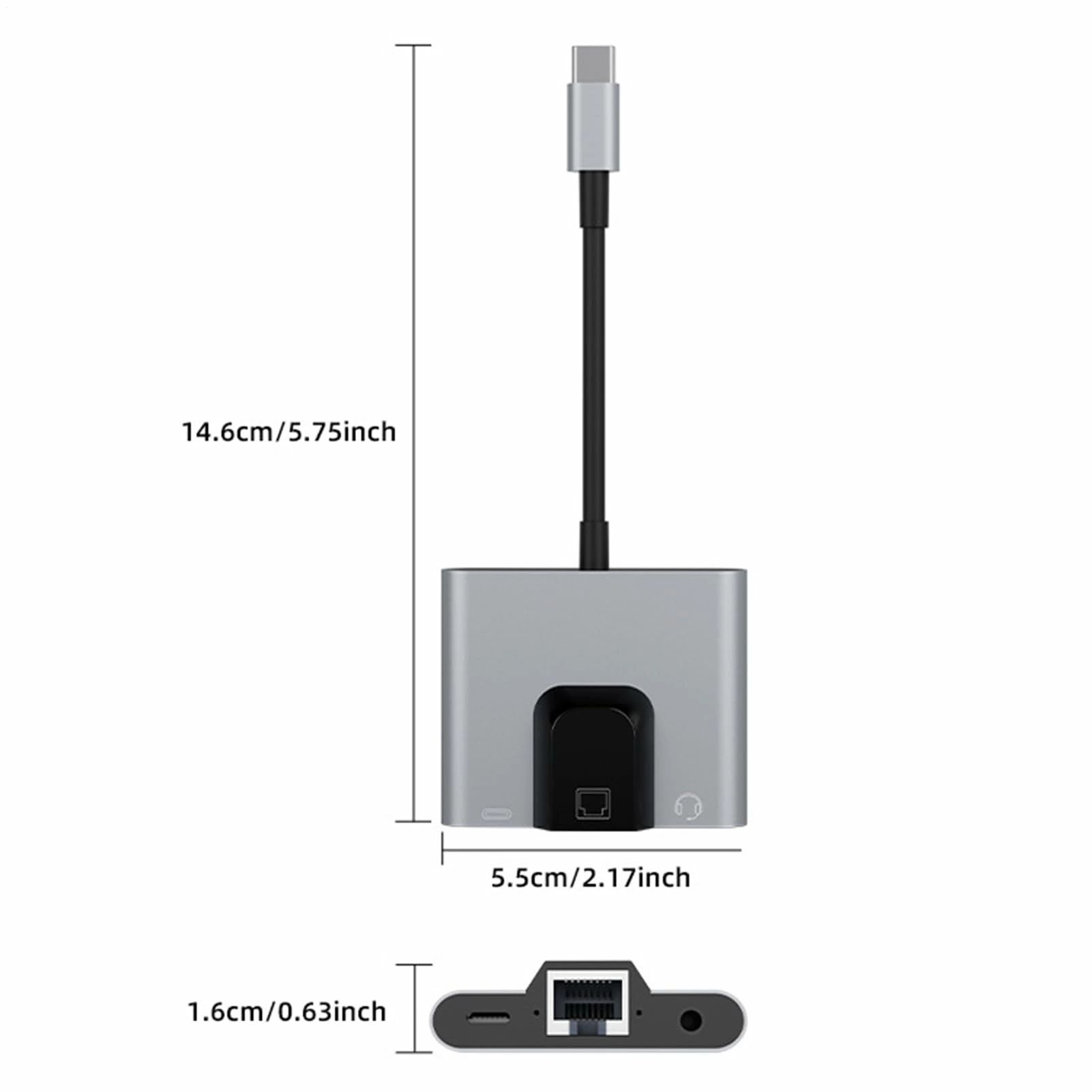Type-C 有線LAN 変換アダプター イーサネット 3in1 PD急速充電 3.5mm イヤホンジャック 変換 ケーブル ギガビット対応 1000Mbps アルミ合金 安定接続 音声通話 音楽 リモートワーク 在宅勤務 出張 スマホ タ bedokikou-10020448 ビードゥー喜幸 サンプル画像3