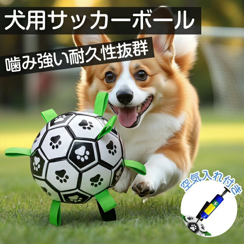 犬 おもちゃ ボール 犬用サッカーボール 噛む 頑丈 デンタルケア 空気入れ付き ストレス発散 犬用 ペット玩具 安全 ペットファン