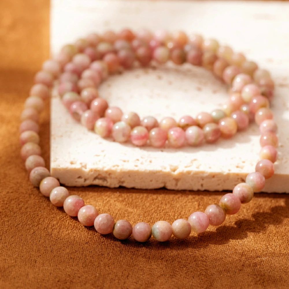 Bグレード やさしさを宿すミルキースイカトルマリン ブレスレット ビーズ 水晶 天然 ピンク グリーン ..