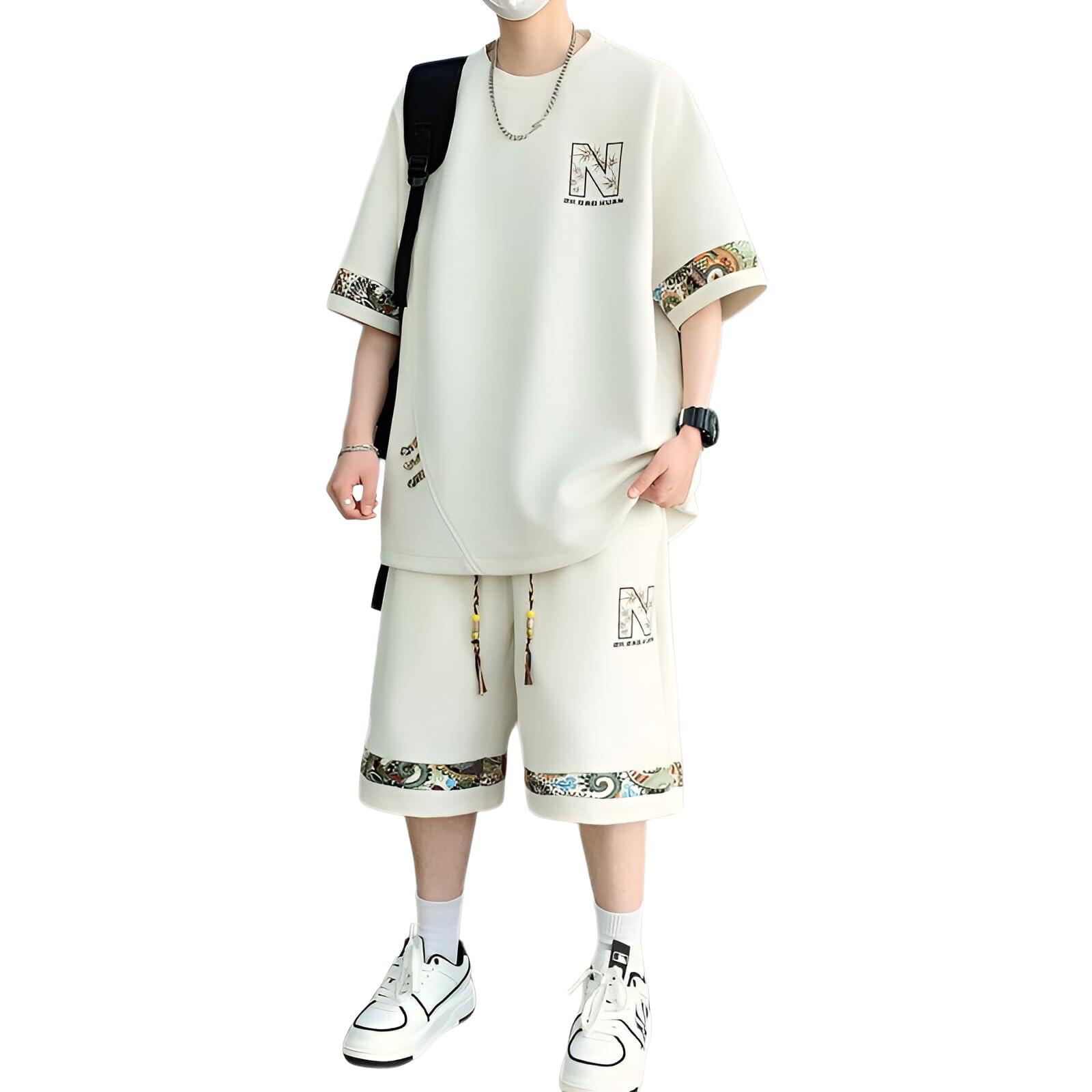 【接触冷感】セットアップ メンズ 夏服 半袖 Tシャツ 上下セット 速乾 スポーツウェア ルームウェア 大きいサイズ ゆったり カジュアル 部屋着 通気性 涼しい 運動着 中学生 高校生 男性 父の日 ギフト 送料無料 セットアップ メンズ 夏 半袖 上下セット 吸汗速乾 接触冷感 Tシャツ ハーフパンツ スポーツ セット ストレッチ 薄手 通気 防臭 普段着 カジュアル 通勤 通学 涼感 おしゃれ 無地 5