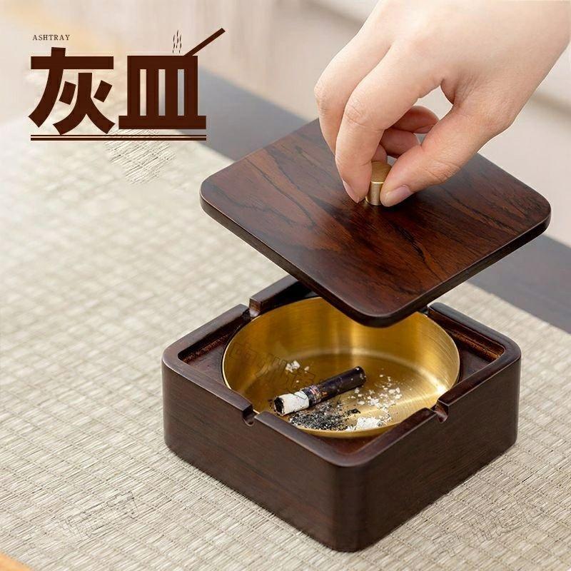 灰皿 木製 フタ付 おしゃれ 防臭 アイコス 蓋付き ふた付 木 オシャレ タバコ カフェ ホテル バー 飲食店 シンプル モダン 北欧風 誕生日 ギフト プレゼント