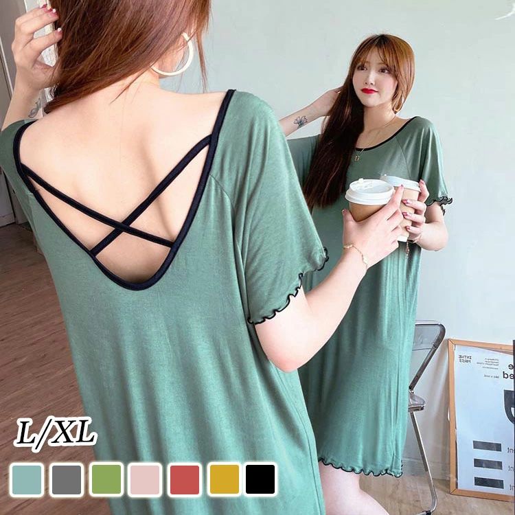 ルームワンピース レディース 夏 全7色 ネグリジェ パジャマ キャミソール ルームウェア リラックス 部屋着 背中出し おしゃれ かわいい ゆったり エレガント