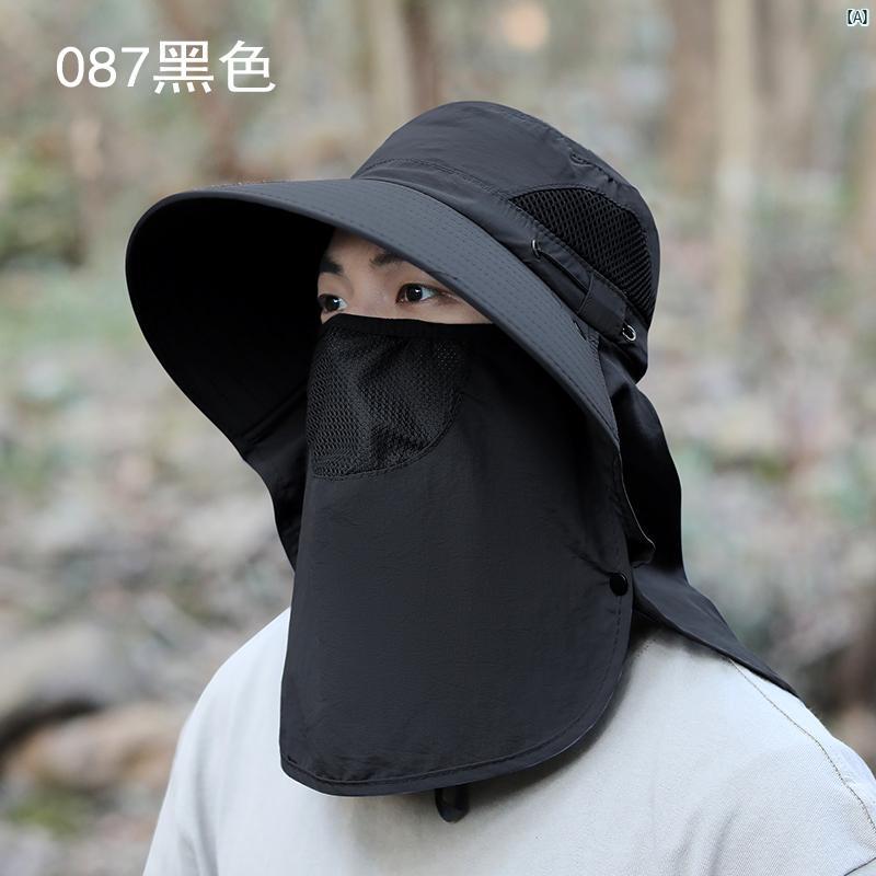 夏用 日焼け防止 帽子 男性用 屋外用 つば広 顔覆う 日よけ 取り外し 可能 レディース 登山用 茶摘み