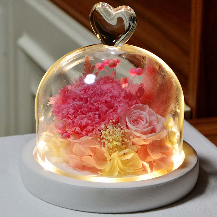 プリザーブドフラワー カーネーション 永遠の花 永生花 枯れない花 ギフト プレゼント ガラスポット ド..