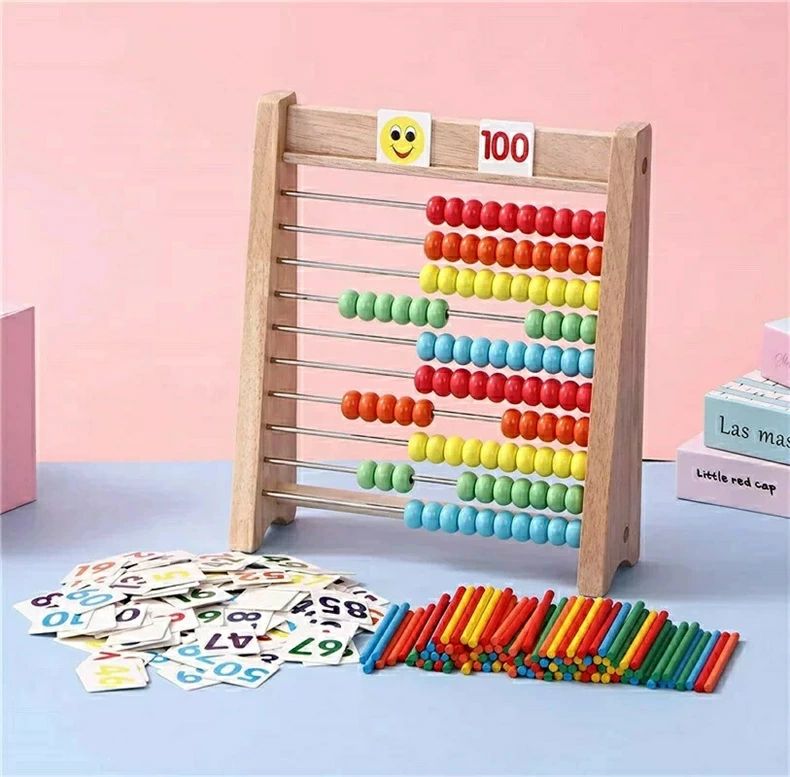 算数セット 100玉そろばん 数え棒 数字カード そろばん 子供 アバカス100 玉そろばん 木製 算盤 算数 おもちゃ 小学生 低学年 知育玩具 6歳7歳 8歳 女の子 男の子 プレゼント 小学校入学準備 木のおもちゃ 人気 数あそび 足し算 引き算