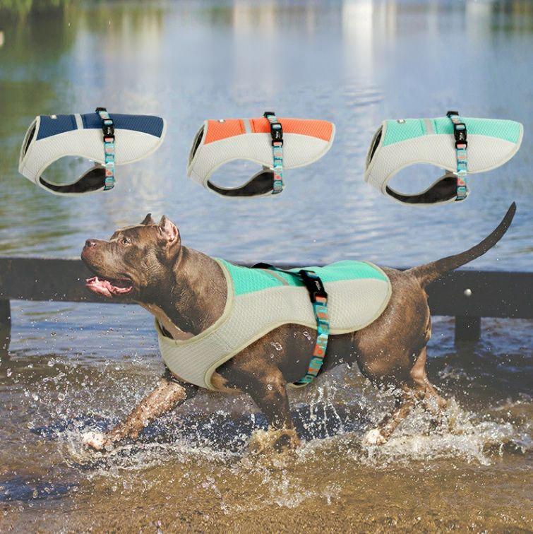 犬用 クールベスト 夏 服 冷却 冷感 大型犬 中型犬 夏服 夏対策 水 川 海 物理 反射 ストリップ 夜間 ..