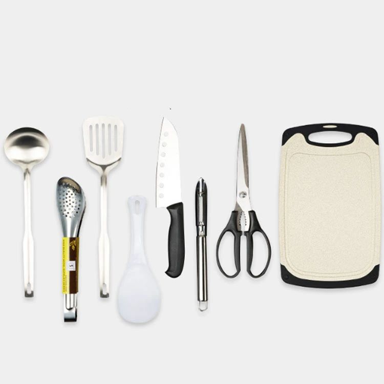 キャンプ用品 調理器具 8点セット コンパクト キッチンセット アウトドア BBQ まな板 包丁 ハサミ おたま フライ返し 便利グッズ 屋外 クッキングツール 収納バッグ付き バーべキュー用品 北欧 おしゃれ アウトドア キャンプ ギフト 災害時 緊急用 bedokikou-10004715 ビードゥー喜幸 サンプル画像2