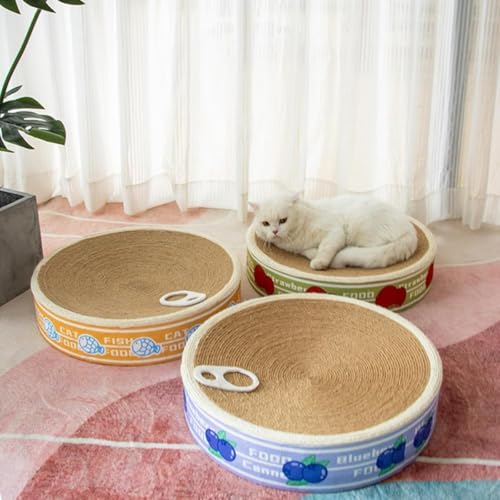 猫 爪研ぎ 麻 猫爪とぎ 猫 ベッド 爪磨き 高密度 耐久 猫スクラッチャー 家具破壊防止 猫おもちゃ 猫ソファー 猫用 爪研ぎ ネコ用品 猫スクラッチボード (ブルーベリーの缶詰)