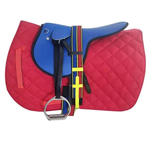 馬サドルパッド、馬用サドルスターターセット、競馬ショー用の青い馬のサドル、 アクセサリーがセット..
