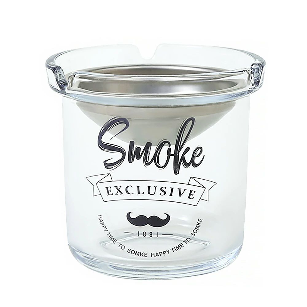 灰皿 卓上 屋内 はいざら 防風 防臭 大容量 ステンレス×ガラス 洗いやすい 灰が飛び散りにくい テーブル 火消し 父の日 誕生日プレゼント