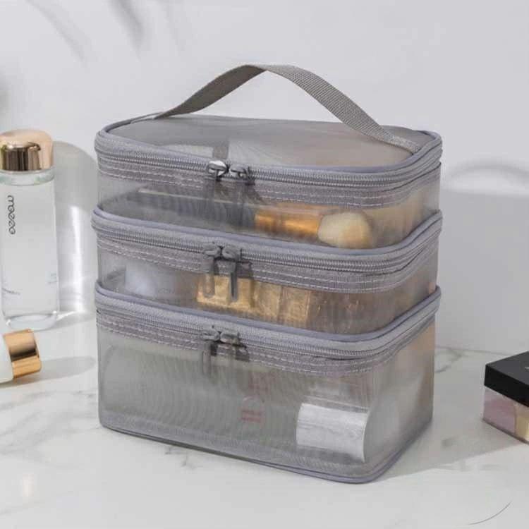 ポーチ コスメポーチ 化粧ポーチ 3段 3サイズセット バニティポーチ 大きめ メイクポーチ 大容量 持ち歩き コンパクト シンプル かわいい ポーチ 自立 コスメ収納 BOX型ポーチ 手提げ 旅行ポーチ 温泉 お風呂 化粧品