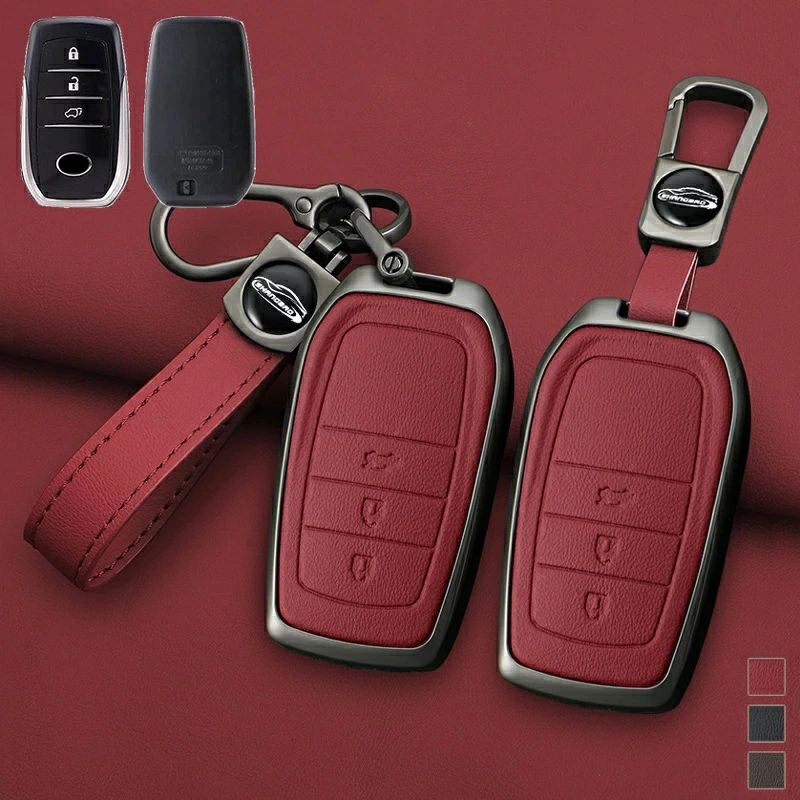 トヨタ専用 スマートキーケース 保護 キーホルダー 合金+PUレザー キーカバー プリウス60系 ハリアー80系 ハイラックス カローラ ヤリス ミライ マークX クラウン カムリ プラド等に適用 TOYOTA専用