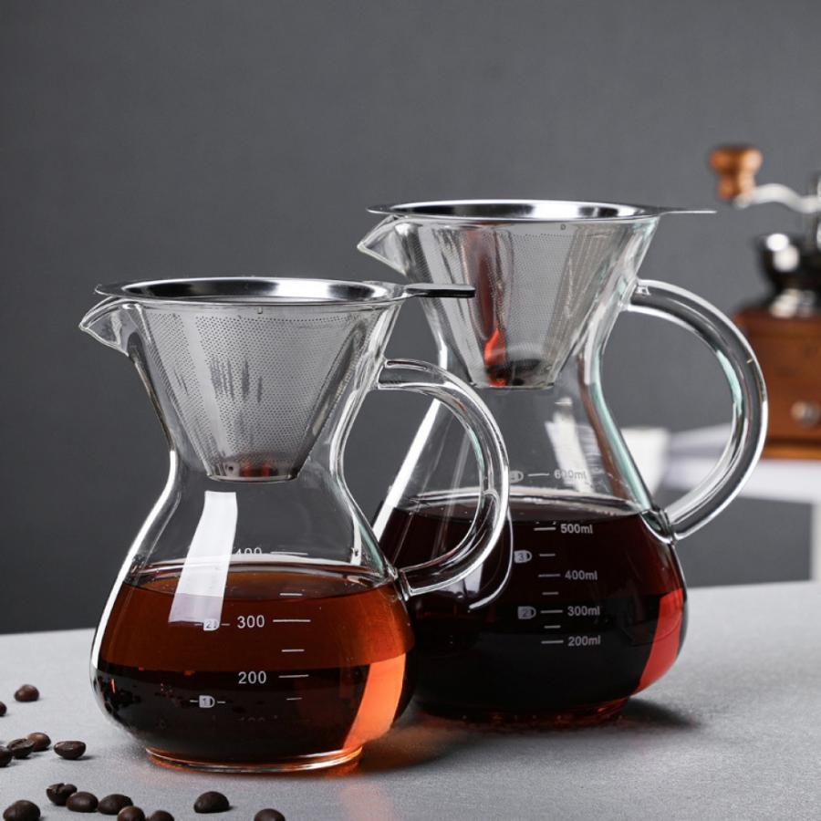 玻璃 - コーヒードリッパー セット コーヒードリップ器具 フィルター付き コーヒーサーバー 耐熱ガラス おしゃれ 割れない 保温 アウトドア キッチン用品