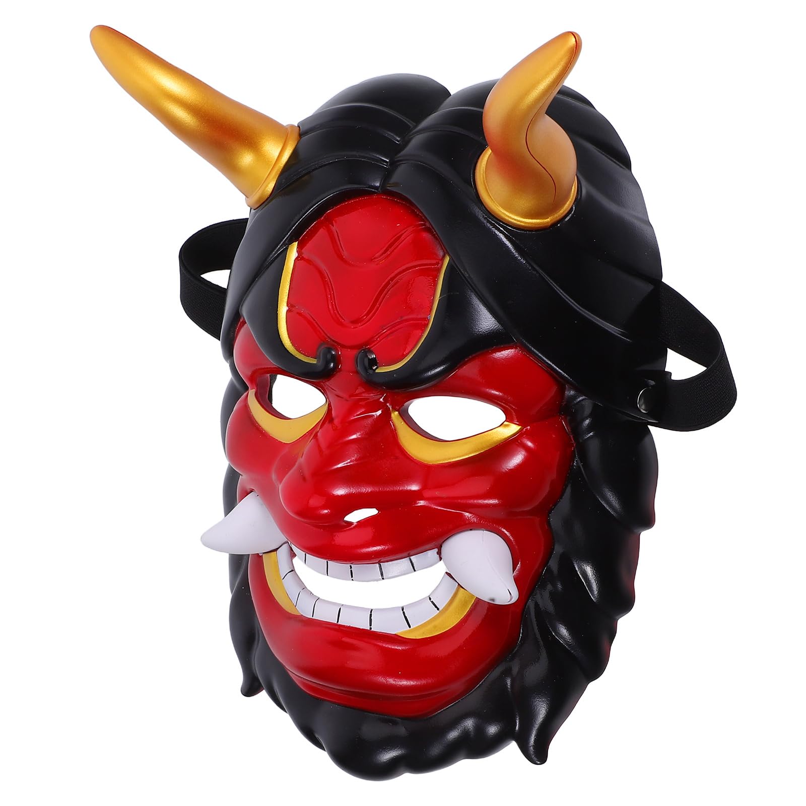 [] 日本の悪魔 ：コスプレフェスティバル用の恐ろしい日本のサムライ - 男性用の角付きフルフェイス悪魔コスプレ、ハロウィンパーティーの飾り付け