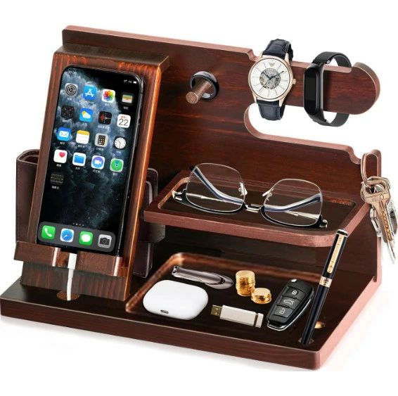 誕生日プレゼント 男性 父の日プレゼント スマホスタンド 木製 父親誕生日プレゼント スマホ置き ペン立て 誕生日贈り物 メンズ ギフト ガジェット おもしろ 記念日 プレゼント 彼氏 腕時計 スタンド メガネスタンド ペンスタンド デスクオーガナイザー 小物収納 bedokikou-10007064 ビードゥー喜幸 パッケージ画像