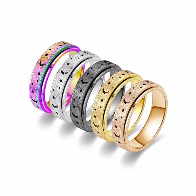 2点セット フィジェットトイ ストレス解消 指輪 ステンレス フィジェットリング ストレス解消リング 不安 緩和 癖対策 リラックス サイズ調節可能 フィジェットトイ