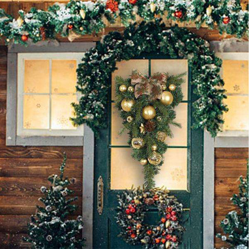クリスマスツリー飾り クリスマス ティアドロップ スワッグ ガーランド リース ド...