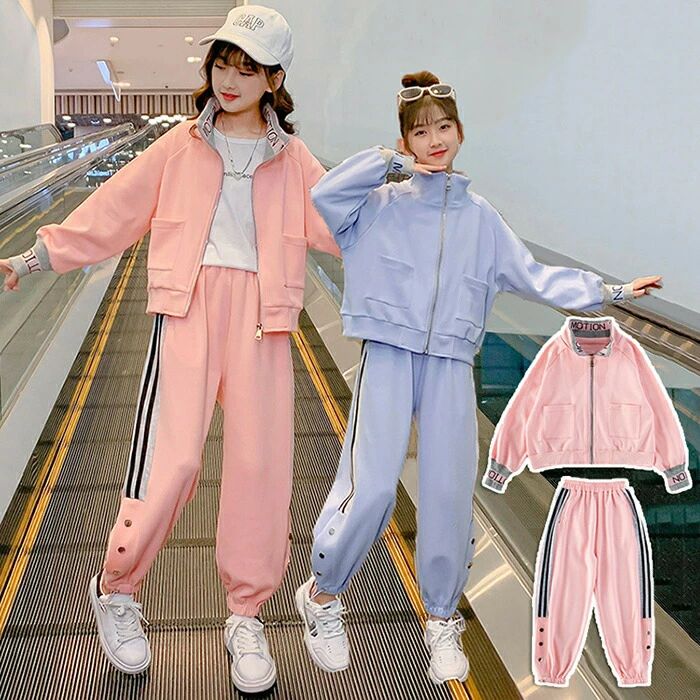 Kids' Tracksuit Set (Top and Bottom) - Girls' and Boys' Set - Long-Sleeved Sweatshirt - Hoodie and Long Pants - Spring/Autumn Wear - Sportswear - Cute and Stylish - Casual - Suitable for Elementary and Junior High School Students - Fashionable and Cool - Sizes 120-170cm