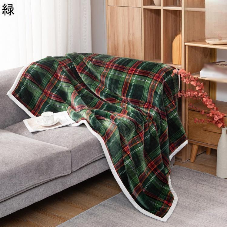 ブランケット 毛布 チェック柄 ボア 二枚合わせ フランネル シープボア 掛け毛布 ハーフケット ひざ掛け 快眠グッズ プレゼント 毛布 マイクロファイバー [2]