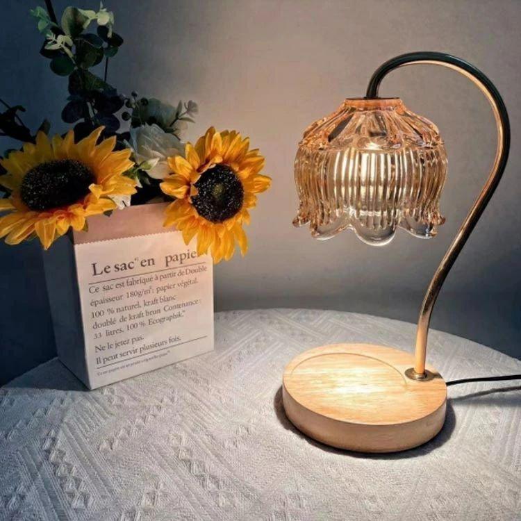 タイマー機能付き キャンドルウォーマー タイマー キャンドルウォーマーランプ クリスマス キャンドルホルダー キャンドルライト キャンドル アロマキャンドル ランプ ライト 照明 調光 間接照明 led マーブル おしゃれ 木製 安全 卓上 誕生日 ギフト プレゼント