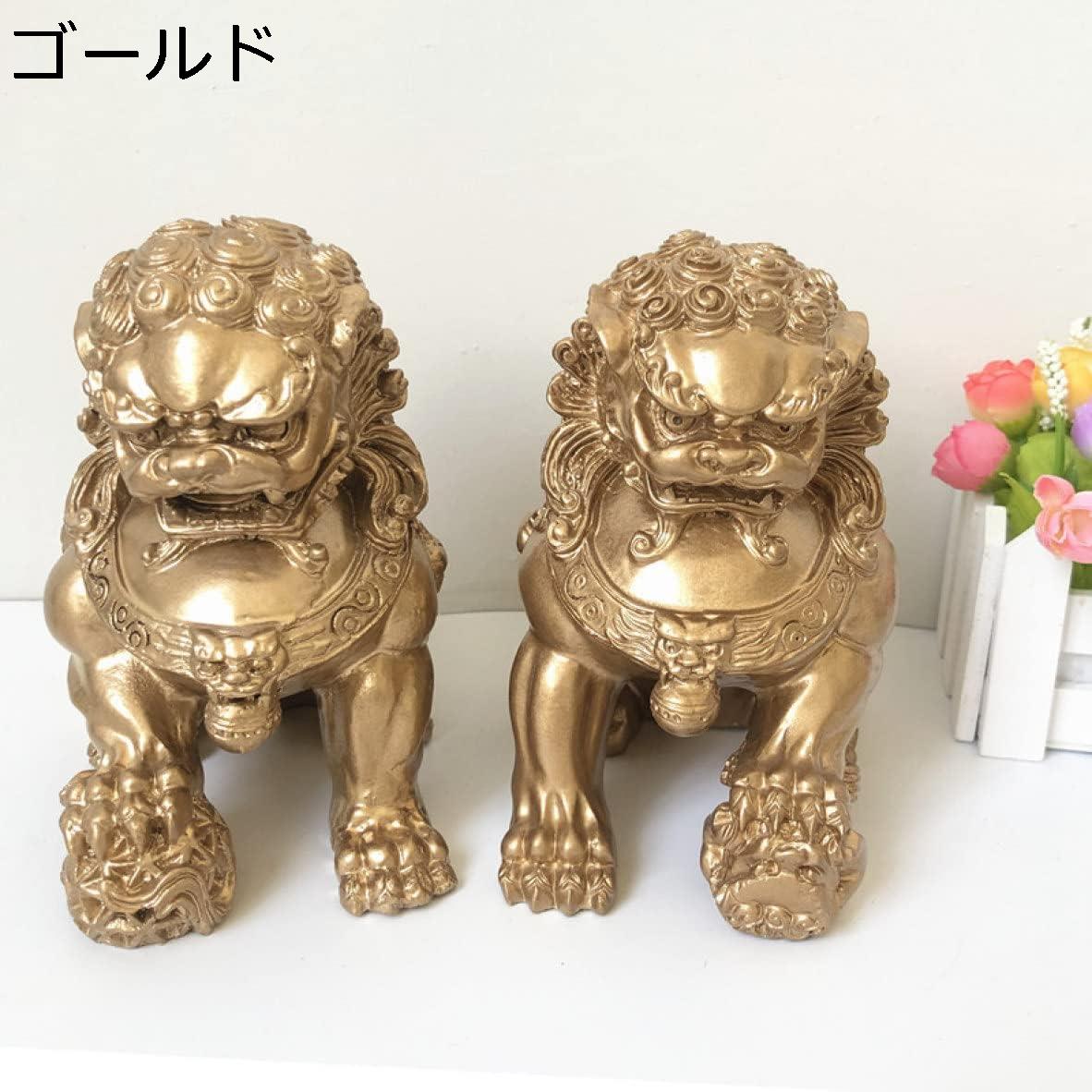 狛犬 樹脂 招財 風水 風水置物 シーザー シーザーの置物 風水グッズ 金獅子の置物 インテリア ホワイト お守り応接室 玄関 L フロント ロビー 金運アップ 運気アップ 風水アイテム 商売繁盛 金運祈願 財運 開運 お礼 開業祝い 新年 贈り物 [2]
