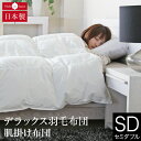 肌掛け布団 デラックス羽毛布団 セミダブル ポーランド マザーグースダウン93% 日本製 薄手 軽量 0.4kg ダウンパワー410 オールシーズン 綿100% サテン織り 掛け布団 掛ふとん