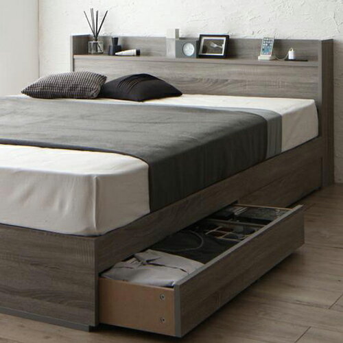 21プライスダウン 部屋を変える垢抜けグレーカラー 棚 コンセント付き収納ベッド ダブル 倉庫一掃特別価格 ベッドインテリア 寝具 収納 Insolite Guadeloupe Voyage Com