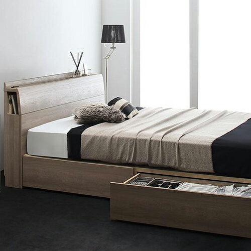 安い購入 モダンなカラーでお洒落な寝室に 棚 照明 コンセント付収納ベッド セミダブル 超人気の Www Linkschool Co Uk