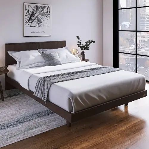 Rakuten - [ベッド シングル] フランスベッド 幅97.5cm すのこ マットレス付き 脚付き コンセント付き 防ダニ 抗菌 防臭 日本国産 ウォルナット柄 シンプル モダン フランスベッド 高さ調整 低ホルムアルデヒド