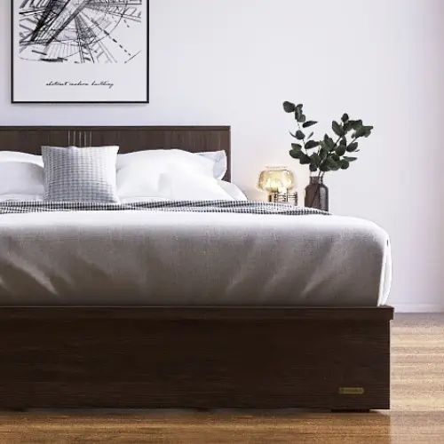 Rakuten - [ベッド クイーン] フランスベッド 幅171.5cm 収納付き すのこ マットレス付き コンセント付き 引き出し付き 防ダニ 抗菌 防臭 日本国産 ウォルナット柄 シンプル モダン フランスベッド 低ホルムアルデヒド