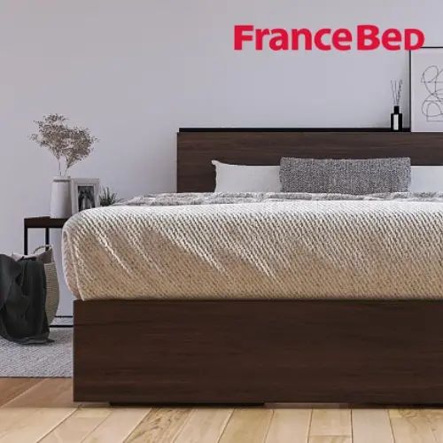 Rakuten - [ベッド セミダブル] フランスベッド 幅122cm 収納付き すのこ マットレス付き 棚付き コンセント付き 引き出し付き 防ダニ 抗菌 防臭 日本国産 ウォルナット柄 シンプル モダン 低ホルムアルデヒド