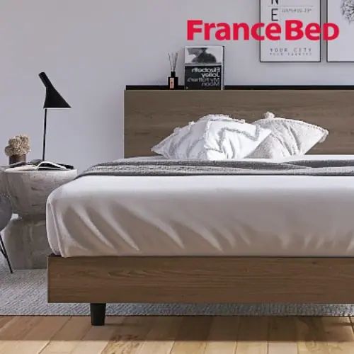 Rakuten - [ベッド セミダブル] フランスベッド 幅122cm すのこ マットレス付き 脚付き 棚付き コンセント付き 防ダニ 抗菌 防臭 日本国産 シンプル 北欧風 ナチュラル 高さ調整 低ホルムアルデヒド