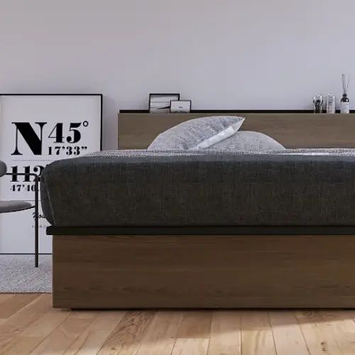 Rakuten - [ベッド セミダブル] フランスベッド 幅123.5cm 収納付き すのこ マットレス付き 棚付き コンセント付き 跳ね上げ式 ガス圧式 防ダニ 抗菌 防臭 日本国産 シンプル モダン 北欧風 ナチュラル 大容量 低ホルムアルデヒド