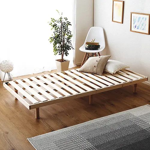 Rakuten - [ベッド ダブル] 幅140cm ローベッド フロアベッド すのこ ヘッドレス 脚付き 天然木使用 北欧風 高さ調整 低ホルムアルデヒド