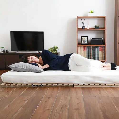 Rakuten - セミダブルベッド すのこベッド ローベッド 折りたたみベッド ヘッドレス 天然木使用 頑丈