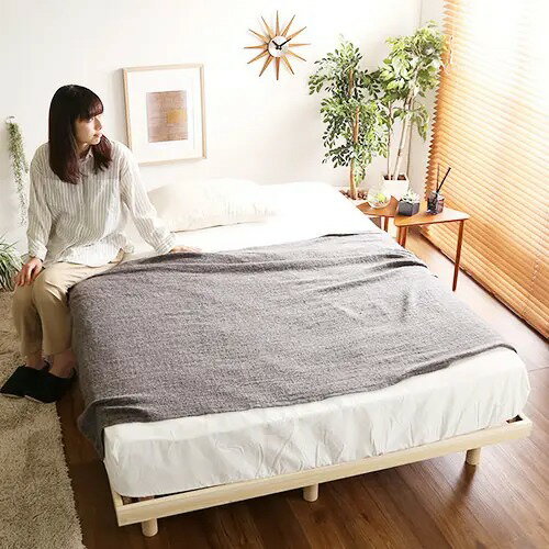 Rakuten - ダブルベッド すのこベッド ローベッド 天然木使用 高さ調節 頑丈 ナチュラル 幅98cm 長さ197cm